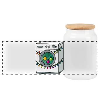 Christmas washing machine with fairy lights - Panoramic Cookie Jar with Wooden Lid - white - Front
