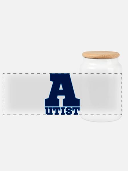autistic - Panoramic Cookie Jar with Wooden Lid - white