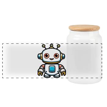 Petit dessin animé Robohero - Boîte à biscuits avec couvercle en bois - blanc - Devant