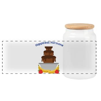 Happiness Hormone Chocolate Fountain - Panoramic Cookie Jar with Wooden Lid - white - Front