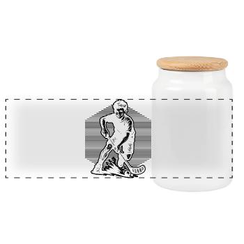 Floorball motif that works immediately - Panoramic Cookie Jar with Wooden Lid - white - Front