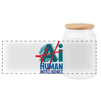 HUMAN INTELLIGENCE #1 - lets' talk - Panoramic Cookie Jar with Wooden Lid - white - Front