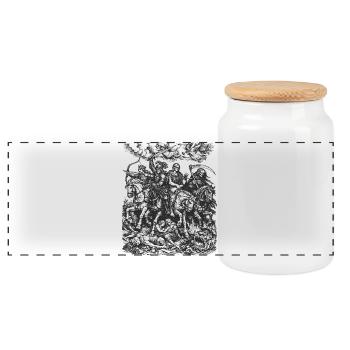 Les Quatre Cavaliers de l’Apocalypse - Boîte à biscuits avec couvercle en bois - blanc - Devant