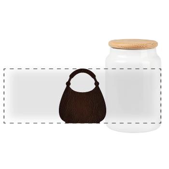 Brown Leather Bag Texture - Panoramic Cookie Jar with Wooden Lid - white - Front
