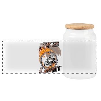 BMX Break the Limit Feuer - Panorama Keksdose mit Holzdeckel - Weiß - Vorne
