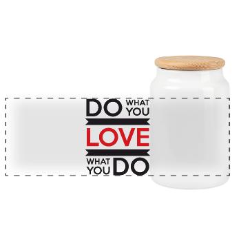Do What You Love, Love What You Do - Panoramic Cookie Jar with Wooden Lid - white - Front