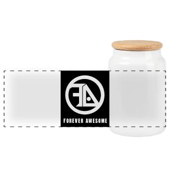 Forever awesome black and white - Panoramic Cookie Jar with Wooden Lid - white - Front