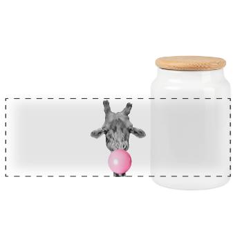 Chewing-gum girafe - Animal drôle moderne - Boîte à biscuits avec couvercle en bois - blanc - Devant