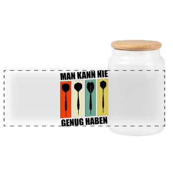 Darts, Darts, YOU CAN NEVER HAVE ENOUGH - Panoramic Cookie Jar with Wooden Lid - white - Front