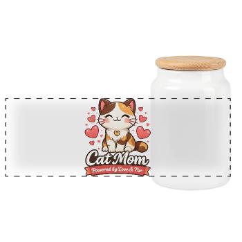 Motif de maman chatte – Kawaii Cat with Heart - Boîte à biscuits avec couvercle en bois - blanc - Devant