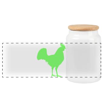 Hahn Rooster Silhouette - Panorama Keksdose mit Holzdeckel - Weiß - Vorne