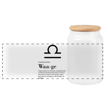 Signe du zodiaque Balance - Boîte à biscuits avec couvercle en bois - blanc - Devant
