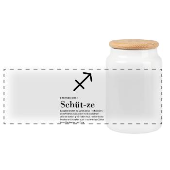 Zodiac sign Sagittarius - Panoramic Cookie Jar with Wooden Lid - white - Front