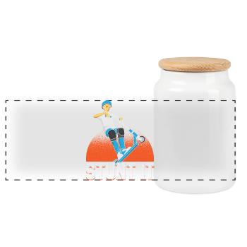 Stunt It Scooter Trick Rider Design - Panorama Keksdose mit Holzdeckel - Weiß - Vorne