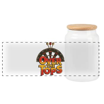 Darts Fun Hoodie funny motif double twenty - Panoramic Cookie Jar with Wooden Lid - white - Front