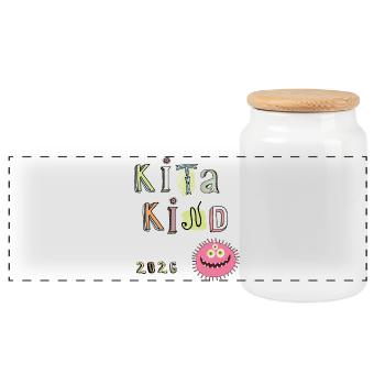 Kita Kind 2026 - Panoramic Cookie Jar with Wooden Lid - white - Front