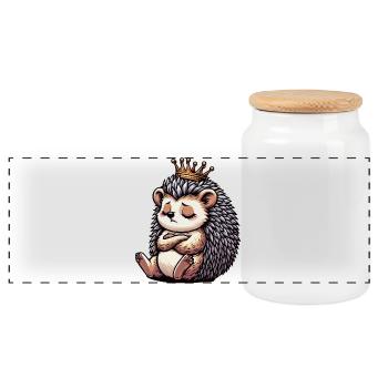 Igel Igelliebhaber Igelbesitzer Igelhalter Stachel - Panorama Keksdose mit Holzdeckel - Weiß - Vorne