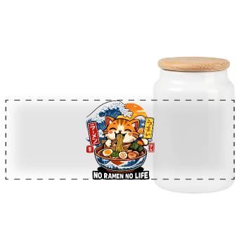 Ramen is Life - Panorama Keksdose mit Holzdeckel - Weiß - Vorne