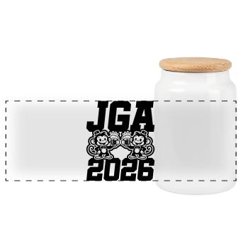Jga 2026 Bachelor Party Monkeys - Panoramic Cookie Jar with Wooden Lid - white - Front