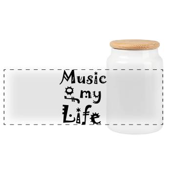 La musique de ma vie - Boîte à biscuits avec couvercle en bois - blanc - Devant