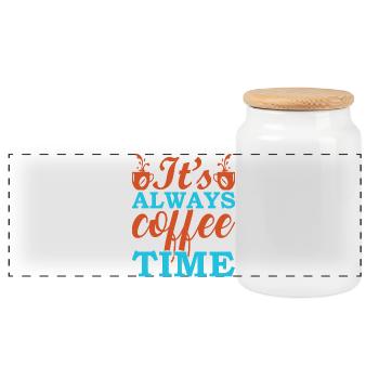 Coffee: Always Time for Espresso - Panoramic Cookie Jar with Wooden Lid - white - Front