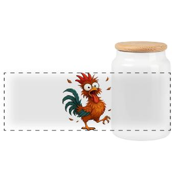 Verrückter Huhn-Cartoon lustiges Tierdesign - Panorama Keksdose mit Holzdeckel - Weiß - Vorne