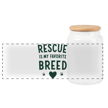 Rescue Is My Favorite Breed - Panoramic Cookie Jar with Wooden Lid - white - Front