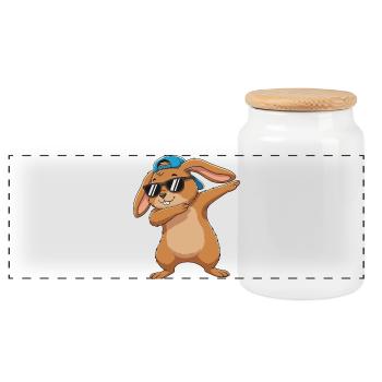Dessins animés de lunettes de soleil en forme de lapin à appliquer - Boîte à biscuits avec couvercle en bois - blanc - Devant