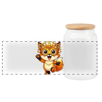 Carnival Fox Disguise Carnival Dancing Joy - Panoramic Cookie Jar with Wooden Lid - white - Front
