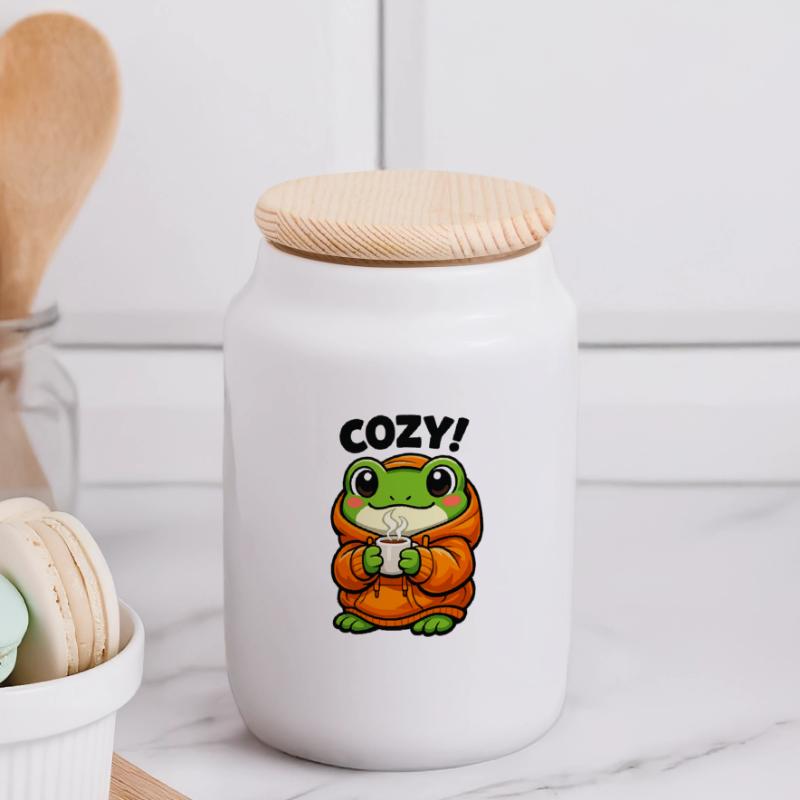 Sweat à capuche Pullover Grenouille Douillet Boîte à biscuits avec couvercle en bois