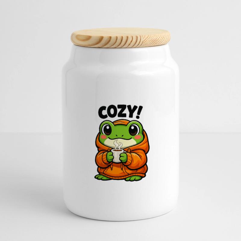 Sweat à capuche Pullover Grenouille Douillet Boîte à biscuits avec couvercle en bois