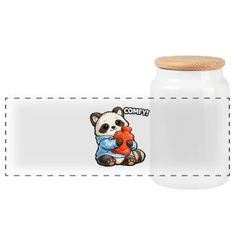 Panda Kuscheltier Wärmflasche - Panorama Keksdose mit Holzdeckel - Weiß - Vorne