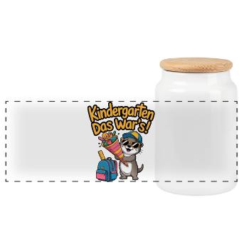 Now a schoolchild! Funny otter for school enrollment - Panoramic Cookie Jar with Wooden Lid - white - Front