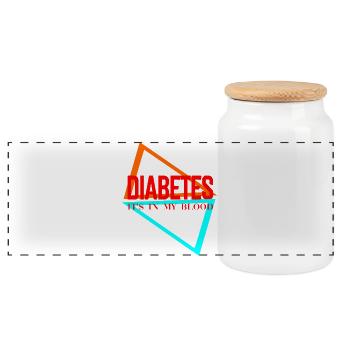 Diabetes It’s In My Blood - Panoramic Cookie Jar with Wooden Lid - white - Front