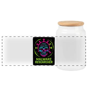 Cybersecurity: Malware Researcher - Panoramic Cookie Jar with Wooden Lid - white - Front