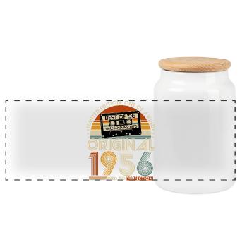 Vintage 1956 Né 70e anniversaire Rétro - Boîte à biscuits avec couvercle en bois - blanc - Devant