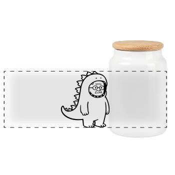 Carnival grouch grandpa - Panoramic Cookie Jar with Wooden Lid - white - Front