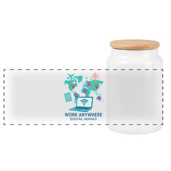 Télétravail - télétravailleur - Full Remote - Boîte à biscuits avec couvercle en bois - blanc - Devant