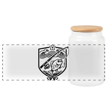 Angler Coat of Arms - Panoramic Cookie Jar with Wooden Lid - white - Front