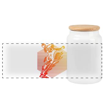 Conception compacte de handball pour le handball féminin - Boîte à biscuits avec couvercle en bois - blanc - Devant