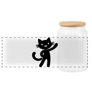 Katze Niedlich - Panorama Keksdose mit Holzdeckel - Weiß - Vorne