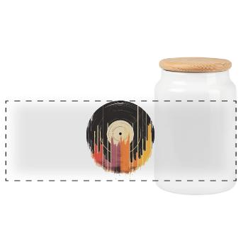 Design vinyle abstrait Musique colorée - Boîte à biscuits avec couvercle en bois - blanc - Devant