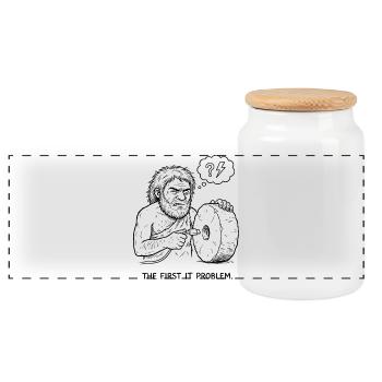 The First IT Problem - Panoramic Cookie Jar with Wooden Lid - white - Front