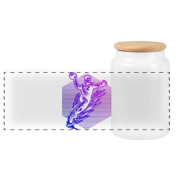 Clear handball message for men - Panoramic Cookie Jar with Wooden Lid - white - Front