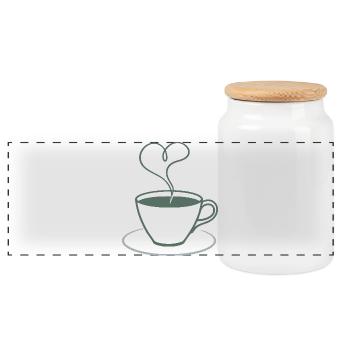 Herzdampf Kaffee Illustration - Panorama Keksdose mit Holzdeckel - Weiß - Vorne