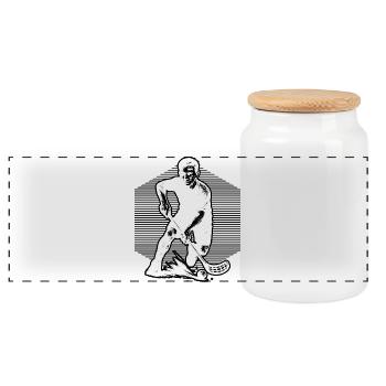 Cool floorball inspiration - Panoramic Cookie Jar with Wooden Lid - white - Front