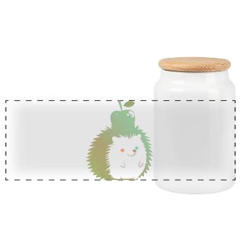 Hérisson Pastel avec Pomme - Boîte à biscuits avec couvercle en bois - blanc - Devant