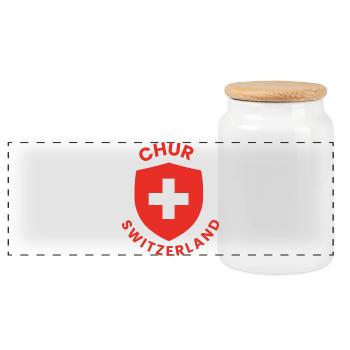 Chur Switzerland Shield-Design - Panorama Keksdose mit Holzdeckel - Weiß - Vorne