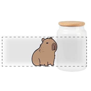 Capybara Wasserschwein - Panoramic Cookie Jar with Wooden Lid - white - Front