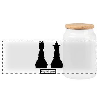 king_and_queen - Panoramic Cookie Jar with Wooden Lid - white - Front